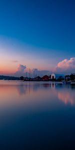 Puesta Del Sol,Lago,Naturaleza,Edificios,Crepúsculo,Oscuridad,Luna