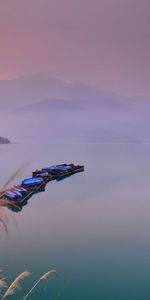 Lake,Fog,Nature,Boats