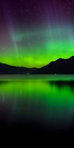 Lake,Mountains,Nature,Aurora,Northern Lights,Sunset,New Zealand,Aurora Borealis