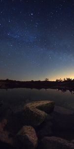 Lake,Reflection,Starry Sky,Night,Horizon,Nature