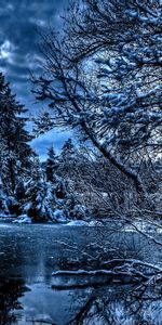 Lake,Rivers,Hdr,Ice,Winter,Snow,Trees,Nature