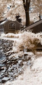 Lake,Shore,Bank,Colors,Color,Small Houses,Nature,Houses,Stones