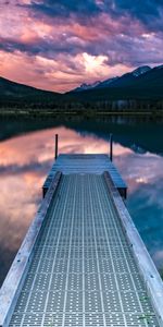 Lago,Montañas,Orilla,Banco,Muelle,Naturaleza