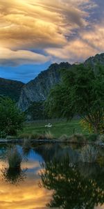 Nature,Soir,Rond,Rivage,Les Rives,Lac