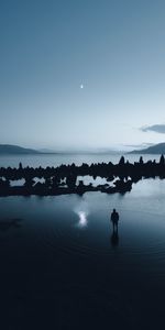 Lac,Silhouette,Sombre,Paysage,Nuit