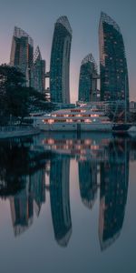 Ciudades,Lago,Un Barco,Bote,El Muelle,Ciudad,Muelle,Rascacielos