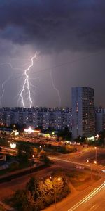 Relámpago,Ciudades,Noche,Paisaje