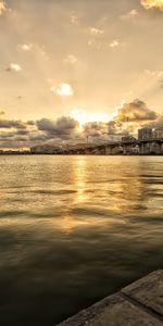 Landscape,Cities,Rivers,Bridges,Sunset