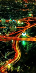 Ciudades,Paisaje,Noche,Carreteras