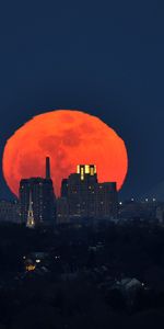 Villes,Coucher De Soleil,Lune,Paysage