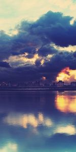 Landscape,Cities,Sunset,Sky,Clouds,Sea