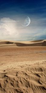 Landscape,Clouds,Desert,Sand,Moon