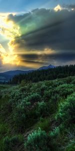 Les Champs,Nuages,Coucher De Soleil,Paysage