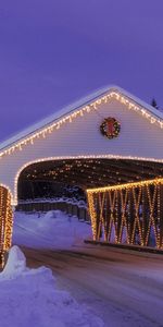 Landscape,Holidays,Winter,Bridges,Roads,Snow,Christmas Xmas