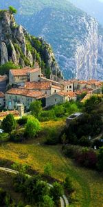 Landscape,Houses,Mountains