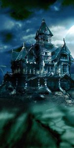 Halloween,Maisons,Paysage,Chateaux,Dessins