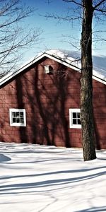 Paisaje,Nieve,Casas