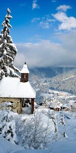 Landscape,Houses,Snow,Winter