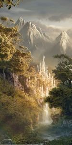 Landscape,Mountains,Castles,Fantasy