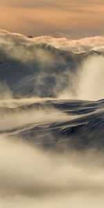 Paisaje,Montañas,Nieve,Nubes