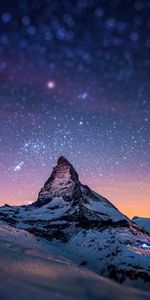 Landscape,Mountains,Stars,Night,Snow