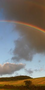 Landscape,Rainbow,Clouds,Fields