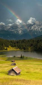 Paysage,Montagnes,Arc En Ciel