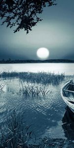 Rivières,Nuit,Paysage,Bateaux