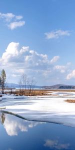 Ríos,Árboles,Cielo,Hielo,Paisaje,Nubes