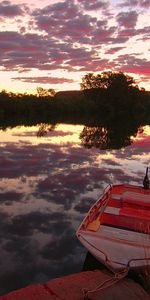 Coucher De Soleil,Rivières,Bateaux,Paysage