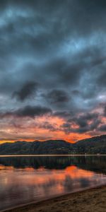 Nuages,Rivières,Montagnes,Coucher De Soleil,Paysage