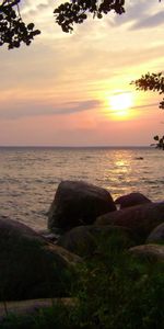 Landscape,Rivers,Sunset,Stones