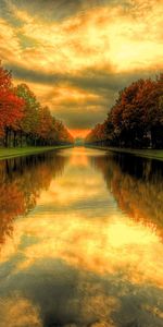 Landscape,Rivers,Trees,Sunset,Autumn