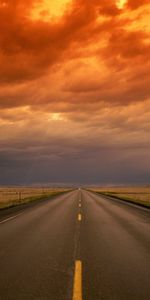 Landscape,Roads,Clouds,Sunset,Fields