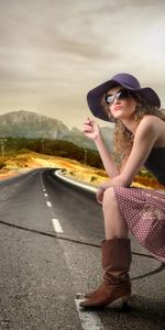 Paisaje,Personas,Carreteras,Chicas