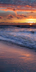 Puesta Del Sol,Nubes,Mar,Playa,Paisaje