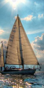 Transports,Sun,Nuages,Yachts,Mer,Paysage