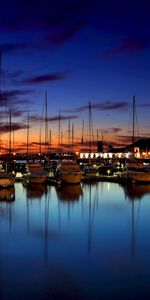 Yachts,Nuit,Paysage,Mer