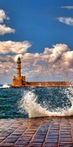 Landscape,Sky,Clouds,Waves,Sea,Lighthouses