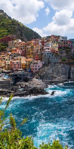 Paisaje,Ciudades,Cielo,Montañas,Nubes,Ondas,Mar