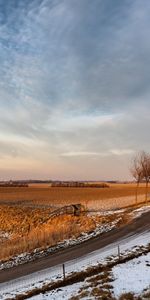 Landscape,Sky,Roads,Clouds,Fields