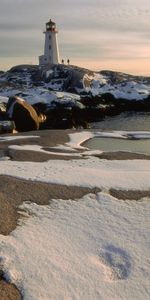 Landscape,Snow,Sea,Lighthouses