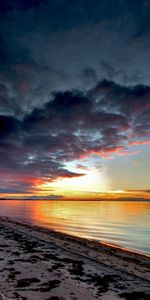 Puesta Del Sol,Nubes,Paisaje,Playa