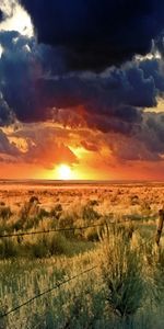 Paisaje,Puesta Del Sol,Nubes,Los Campos