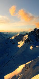 Nuages,Coucher De Soleil,Montagnes,Neige,Paysage