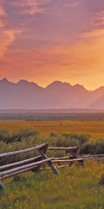 Les Champs,Paysage,Montagnes,Coucher De Soleil