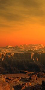 Landscape,Sunset,Mountains,Moon