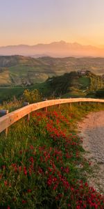 Routes,Coucher De Soleil,Paysage