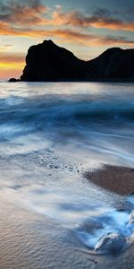 Landscape,Sunset,Sea,Waves,Beach