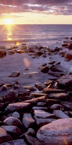 Landscape,Sunset,Stones,Sea